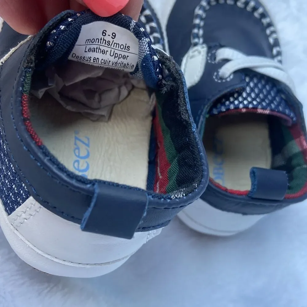 Navy Blue and White Kids Boat Shoes Robeez 6-9 months Great for Easter 🐣